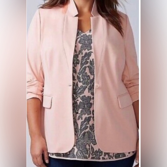 Lane Bryant The Bryant Blazer One-Button Pale Pink Career Classic Blazer Sz 20 - Picture 1 of 10